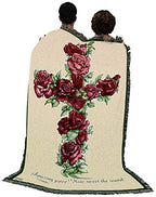 Red Roses Cross Blanket by Parker Fulton -Amazing Grace How Sweet The Sound - Sympathy Bereavement Gift Tapestry Throw Woven from Cotton - Made in the USA (72x54) - color: Red Roses Cross, size: 72" x 54"