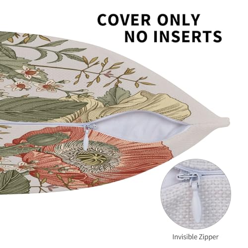 Vintage Flowers Pillow Covers 18 x 18 Set of 2 Floral Throw Pillow Cover Colorful Spring Summer Decorative Pillowcases Rustic Farmhouse Home Decor for Couch Bed Sofa Outdoor - color: Vintage Flowers