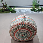 MOCOFO Round Bohemian Ottoman Pouf Cover, 18 Inch, Cotton Blend, Church Window Print, Living Room Storage Footrest, Cover Only (Pink Ink) - color: Pink Ink