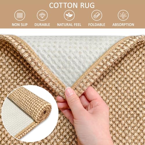 Boho Runners for Hallways 2x5 Ft Washable Runners for Hallway Woven Cotton Floor Carpet Throw Rug Non Slip Rubber Backed Runner for Hallways Entryway Runner Indoor(Brown/Tan/Orange) - color: Brown/Tan/Orange, size: 2x5