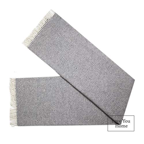 LYHome Merino Wool Blanket - Warm Throw for Cold Weather, Warmest Travel Outdoor Camping Blankets, Picnic Army and Military Throws, Comforter Soft & Cozy (55" x 79" Grey with White Rhombus) - color: Grey With White Rhombus