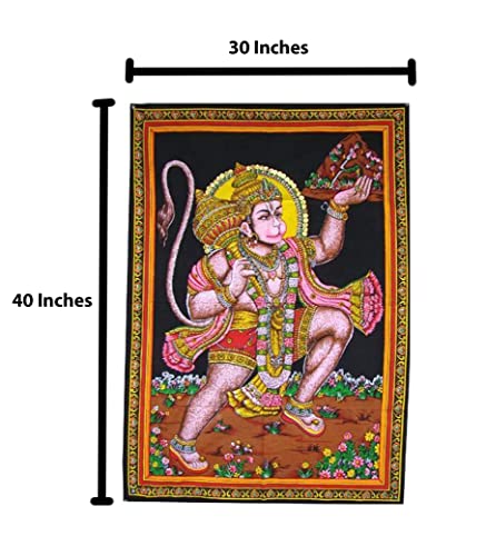 Rastogi Handicrafts Cotton Wall Hanging 40" X 30" Poster Size Home Decor (HANUMAN-G) - color: HANUMAN-G