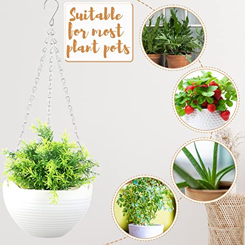 Zopeal 16 Pack Self Watering Hanging Planters 8 Inch Garden Flower Plant Pot Container with Drainer and Chain Round Hanging Pot Plant Basket for Indoor Outdoor Plants (White) - color: White