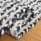 SAFAVIEH Braided Collection Accent Rug - 3' x 5', Black & Navy, Handmade Farmhouse Cotton, Ideal for High Traffic Areas in Entryway, Living Room, Bedroom (BRD260N) - color: Black/Navy, size: 3' x 5' (Rectangular)