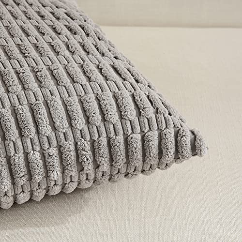 Fancy Homi Decorative Throw Pillow Covers for Bed Couch Bedroom Bench, Soft Lumbar Corduroy Solid Pillow Case, Rustic Farmhouse Boho Room Décor, 20" x 12" (Pack of 1), Gray - color: Gray, size: 20" x 12" (Pack of 1)