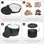 Unstuffed Ottoman Pouf Cover 20 X 15 Inch, Round Pu Leather Foot Stool, Floor Bean Bag(No Filler), Foot Rest with Storage for Living Room/Bedroom/Office, Black - color: Black