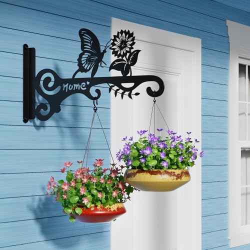Metal Plant Hooks (2-Pack) - Decorative Wall Hangers with Butterfly Design for Indoor & Outdoor Use - Hanging Brackets for Plants, Flower Baskets, Bird Feeders, Lanterns - Patio, Garden, Home Decor - style: 2 Pcak Butterfly