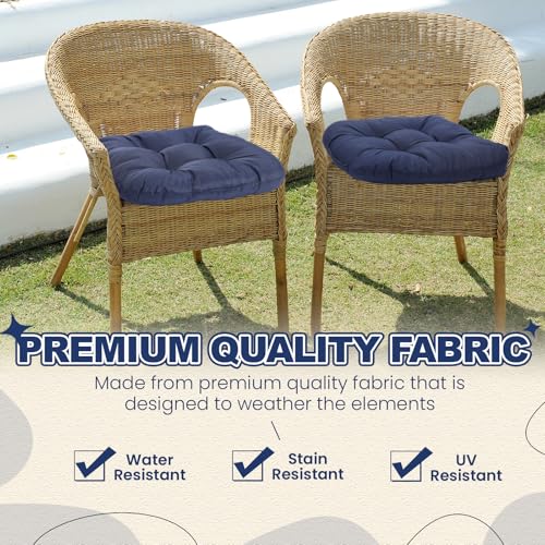 Barydat 3 Pack Wicker Furniture Cushions Waterproof Outdoor/Indoor Tufted Wicker Chair Cushions 1 Loveseat and 2 U-Shape Rattan Chairs for Patio Furniture, Rattan Love Seat, Bench(Navy Blue) - color: Navy Blue