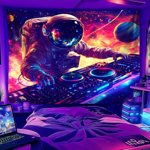 NYZE Astronaut Space Tapestry for Bedroom, Glow in the Dark Room Decor Wall Tapestries, Cool Galaxy Planet Wall Hanging, Wall Hanging for Men Guys Gamer Room Dorm Living Room 90x70 in - color: Astronaut G, size: 90"L x 70"W