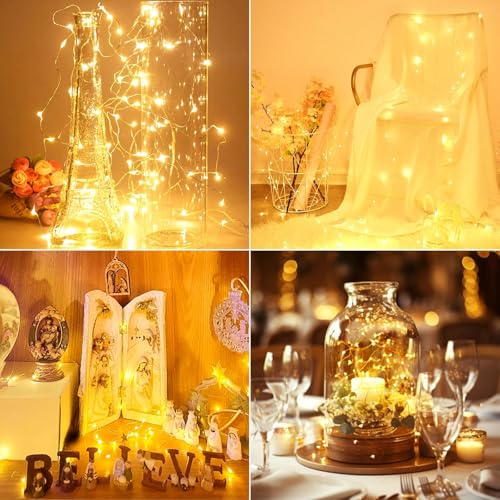 kolpop 24 Pack LED Fairy Lights Battery Operated with 3 Modes, Mini Twinkle String Lights Battery Powered Waterproof for Christmas Mason Jars Party,Warm White - color: Warm White, size: 24 Pack