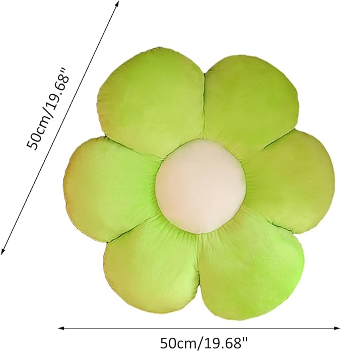 lannery Flower Plush Throw Pillows, Flower Floor Pillow Seating Cushion Toy for Reading, Room, Watching TV (19.7", Green)