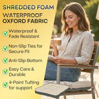 4 Pack 19x19 Inch Shredded Foam Chair Cushions with Straps - All-Season Seat Pads for Indoor/Outdoor Dining, Office, Patio, Kitchen Chairs (Gray, 19 INCH × 19 INCH) - color: Gray