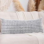 LUOYEHK Boho Throw Pillow Covers 14x36 Inch Chenille Tufted Pillowcase Farmhouse Neutral Cushion Covers for Couch Sofa Bed Living Room, Black Gray (1 Piece) - color: Black Gray, size: 36" x 14" (Pack of 1)
