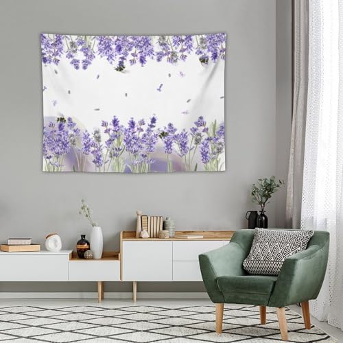 Houselerax Purple Lavender Floral Tapestry,Rustic Spring Flower Wall Hanging for Bedroom Living Room Dorm Decor, 40"x30" - color: Lavender Floral-2, size: W40xL30in