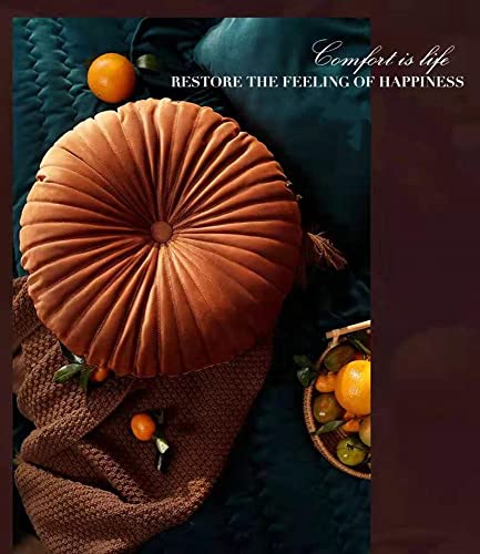 NatureMan Round Throw Pillow, Velvet Decoration Small Throw Pillow, Pumpkin Throw Pillow Cushion Suitable for Living Room Sofa Bed Floor 13.7 inches (Orange) - color: Orange