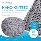 BIRDROCK HOME Round Pouf Ottoman Foot Rest - 18.5”x18.5”x15” Boho Compact Comfortable Soft Cotton Braided Foot Stool with Bean Bag Filling for Living Room, Bedroom, or Nursery (Light Gray) - color: Light Gray
