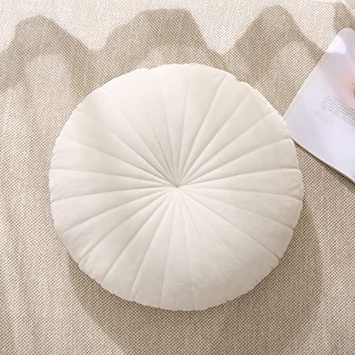 Floor Pillow Meditation Cushion Round Large Floor Pillows Seating for Adults, Velvet Thick Floor Cushions for Yoga Living Room Balcony Outdoor Tatami 18inch（Beige） - color: Beige