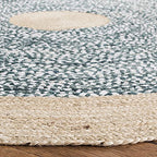 SAFAVIEH Cape Cod Collection 6' Round Light Blue / Natural CAP210M Handmade Braided Jute & Cotton Area Rug - color: Light Blue/Natural, size: 6' (Round)