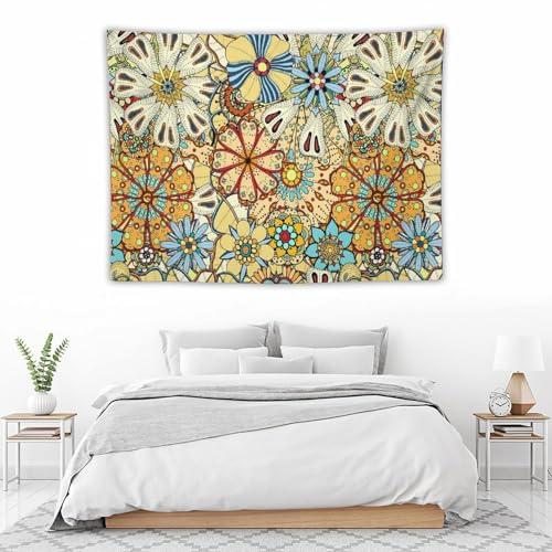 KANEPE Bohemian Tapestry Vintage Colorful Flowers Pattern Wall Hanging Tapestries Home Decor for Living Room Bedroom Apartments Farmhouse Dorm,40inx30in (102×76cm)【Small】 - color: Boho-14, size: 40Wx30L