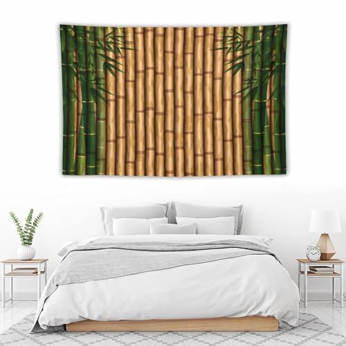 HZOHNAGO Bamboo Tapestry Retro Brown Bamboo Green Leaves Pattern Printed Wall Tapestry Painting Wall Hanging for Bedroom Living Room Dorm 60" W x 40" H - color: Bamboo-3, size: 60"L x 40"W