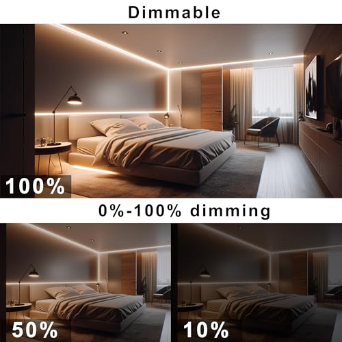 AXMOTUT 32.8ft COB LED Strip Light Warm White, High Bright LED Strips with 320LEDs, RF Remote and UL Power Supply, 3000K Dimmable LED Lights for Bedroom,Kitchen, DIY Home Decoration, 2 Rolls of 16.4ft - color: Warm White 3000K, size: 32.8FT