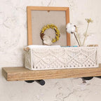 Nonam Macrame Storage Baskets, Boho Decor Style Woven Storage Boxes for Home Organization, Toilet Tank Shelf Cabinet Organizer Baskets,Set of 2-Weave White