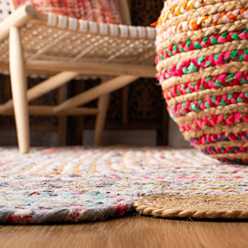 SAFAVIEH Cape Cod Collection 2' x 3' Beige / Multi CAP201B Handmade Boho Braided Jute & Cotton Entryway Living Room Foyer Bedroom Accent Rug - color: Beige/Multi, size: 2' x 3' (Rectangular)
