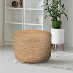 Jute Pouf Ottoman - Briaded Boho Pouf Ottoman Foot Rest - Poofs/Ottomans Furniture Decor - Ottomans Pouffe for Bedroom - Poufs for Living Room - (18"x18"x12")