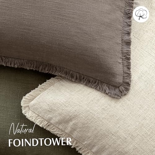 Foindtower Decorative Linen Fringe Throw Pillow Covers Cozy Boho Farmhouse Cushion Cover with Tassels Soft Accent Pillowcase for Chair Sofa Bed Living Room Home Decor, 16×16 Inch,1PC,Light Coffee - color: Malt Ball, size: 16" x 16" (Pack of 1)