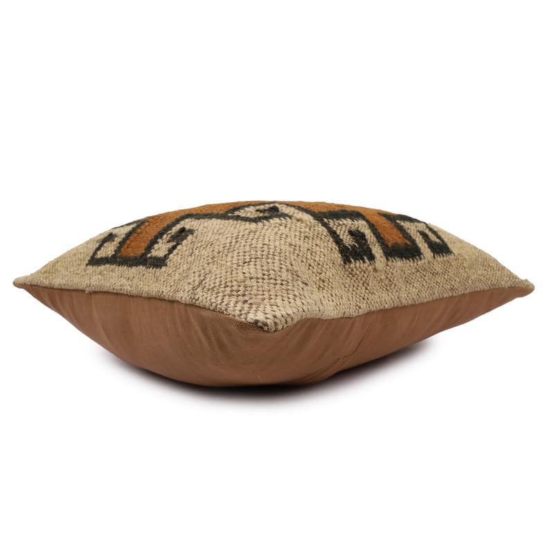Indian Jute Pillow Covers Handwoven Rug Cushion Covers, Kilim Pillow Cases 18x18 Inches, Boho Home Décor, Vintage Oriental Decorative Throw Pillows Cover - color: Pattern 03