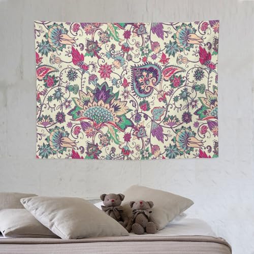 KANEPE Boho Floral Tapestry Colorful Paisley Flowers Beige Pattern Wall Hanging Tapestries Home Decor for Living Room Bedroom Apartments Farmhouse Dorm,40inx30in (102×76cm)【Small】 - color: Boho-15, size: 40Wx30L