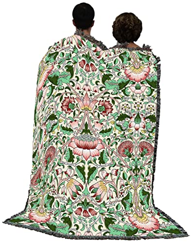 Pure Country Weavers William Morris Lodden Rose Blanket - Arts & Crafts - Gift Tapestry Throw Woven from Cotton - Made in the USA (72x54) - color: Rose, size: Large