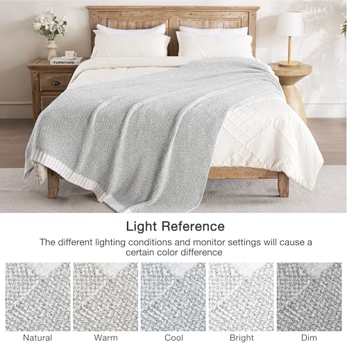 Exclusivo Mezcla Twin Size Knit Blanket for Bed, Ultra Soft and Warm Reversible Woven Blankets, Cozy Snuggly Throw for Couch Bed and Home Decor, Heather Grey, 60"x80" - color: Heather Grey, size: Twin (60"x80")