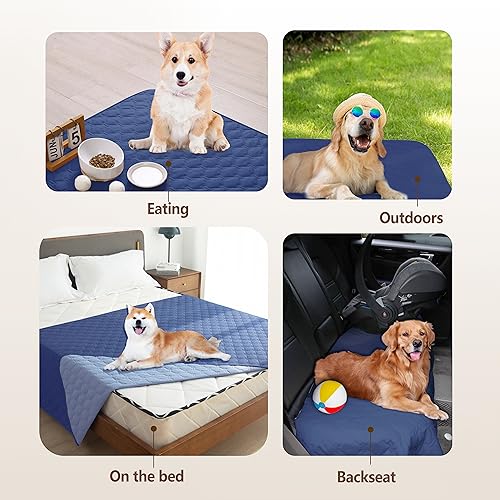 gogobunny 100% Double Sided Waterproof Dog Blanket Soft Pet Bed Cover Reversible Protect Furniture Couch Sofa Car for Puppy Large Dog Cat (Dark Navy/Light Navy, 30x30 Inch (Pack of 1)) - color: Dark Navy/Light Navy, size: 30x30 Inch (Pack of 1)