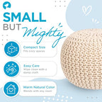 BIRDROCK HOME Round Pouf Ottoman Foot Rest - 18.5”x18.5”x15” Boho Compact Comfortable Soft Cotton Braided Foot Stool with Bean Bag Filling for Living Room, Bedroom, or Nursery (Natural) - color: Natural