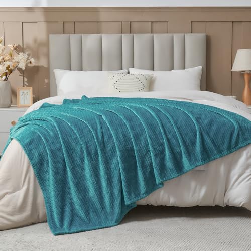 NEWCOSPLAY Super Soft Throw Blanket Dark Blue Premium Silky Flannel Fleece Leaves Pattern Lightweight Bed Blanket All Season Use (Dark Blue, Throw(50"x60")) - color: Dark Blue, size: Throw(50"x60")