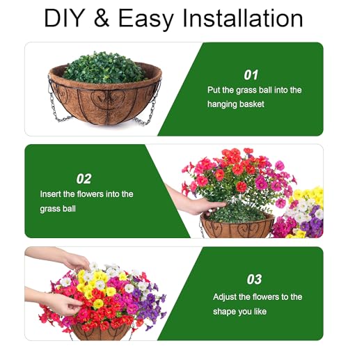 2 Set Artificial Hanging Flowers Fake Plants Baskets for Outdoors Spring Decor , 24 Pcs UV Resistant Faux Morning Glory with 2 Hanging Planters Realistic Silk Flowers for Outside Porch Patio Outdoor - color: 6 Multicolor