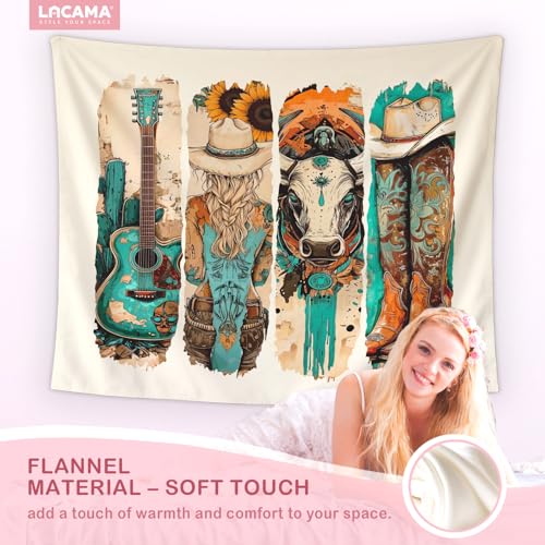 Lacama Boho Western Tapestry，West Cowboy Tapestries Wall Blanket，Estern Decor Wall Art for Bedroom Home Room Dorm, Cowgirl Room Decor，Aztec Southwestern Country Wall Hanging Decor 50x60 In - color: Western