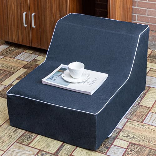 27" x 20" Ergonomic Floor Cushion | L Shape Foam-Filled Lumbar Support Pillow | Versatile Indoor-Outdoor Seating for Home Decor, Picnics, Yoga & Meditation Spaces (Navy Blue) - color: Navy Blue