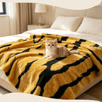 Zebra Printed Fleece Throw Blanket-Cozy Soft Lightweight Fuzzy Throw Blanket for Sofa, Couch, Bed & Chair,Black and Yellow, 50" x 70" - color: Black and Yellow
