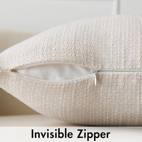MIULEE Burlap Linen Throw Pillow Covers 20x20 Inch Set of 2 Cream White Christmas Decorative Pillows Modern Farmhouse Soft Accent Cushion Covers for Couch Sofa Bedroom Livingroom Home Decor - color: Cream White, size: 20" x 20" (Pack of 2)