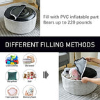 Inflatable Pouf Ottoman, 21x10 Inches Stuffed Chenille Ottoman with Inflatable PVC Liner, Foot Rest with Portable Handle, Round Floor Pillow for Living Room, Bedroom, Kids Room - color: Grey