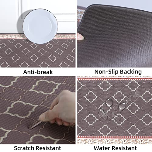 ROTTOGOON Kitchen Floor Mat Set of 2, Cushioned Anti Fatigue Kitchen Mat 20"x32"+20"x47", Non-Slip Waterproof Kitchen Rug, Premium PVC Comfort Kitchen Mats and Rugs for Kitchen, Office, Home, Laundry - color: Coffee, size: 20"x32"+20"x48"