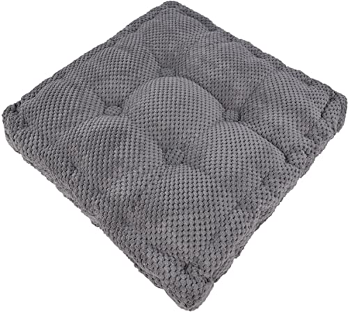 ChezMax Floor Pillow & Cushion, Large Meditation Chair Cushions, Thick Square Seat Pad, Soft Velvet Tufted Seating Pouf for Indoor/Outdoor Yoga Bench Rocking Chair Room Tatami Sofa, Grey 20" x 20" - color: Grey L