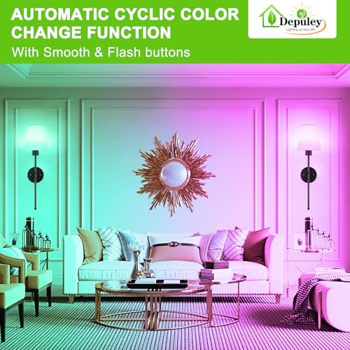 Depuley Battery Operated Wall Sconce: Set of 2 Wireless Wall Lights with Remote for Bedroom - Black Rechargeable 15 Colors RGB Halloween Wall Lamp for Living Room Hallway - color: Black-New, size: 24 Inch Set of 2