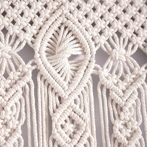 Foreate Macrame Curtains Long Cotton Macrame Wall Hanging Boho Beaded Curtain for Window Doorway Handmade Wedding Backdrop Room Divider, 1 Panel 79" L x 35" W - size: 35.5"W x 79"L (Pack of 1)
