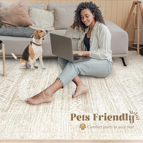 2x8 Washable Runner Rug: Moroccan Geometric Boho Rug Farmhouse Non Slip Stain Resistant Rugs Low Pile Soft Carpet for Porch Kitchen Laundry Room Living Room Bedroom (Ivory Beige,2'x8') - color: Ivory Beige, size: 2' x 8' (Rectangular)