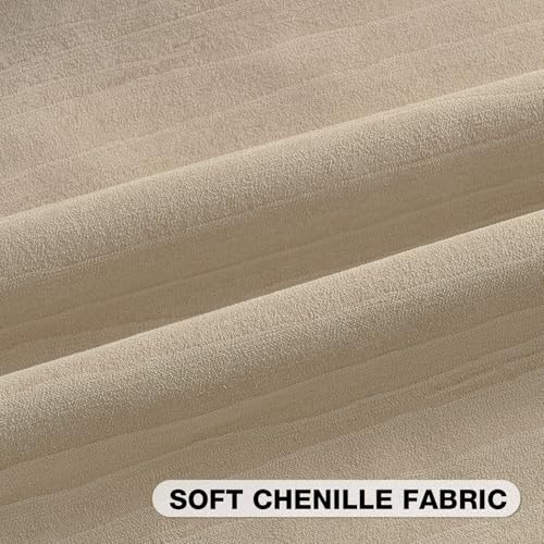 FUTEI Pack of 2 Chenille Decorative Throw Pillow Covers 22x22 Inch,Soft Crushed Striped Texture Cushion Case,Modern Home Decor for Couch Bed Living Room,Beige - color: Beige, size: 22" x 22" (Pack of 2)