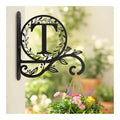 Personalized Initial Metal Plant Hanger Bracket, Decorative Wall Mount Hanging Plant Hook, Monogram Floral Leaf Garden Stake for Hanging Baskets Bird Feeders Lanterns Wind Chime (Custom made) - style: Custom made