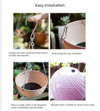Hanging Planters Set of 5 Flower Pots Outdoor Planting or Storage for All House Plants,Flowers,Herbs, African Violets,3.5H × 6"Diameter Self-Watering Flower Pot Container White - Metal Chain